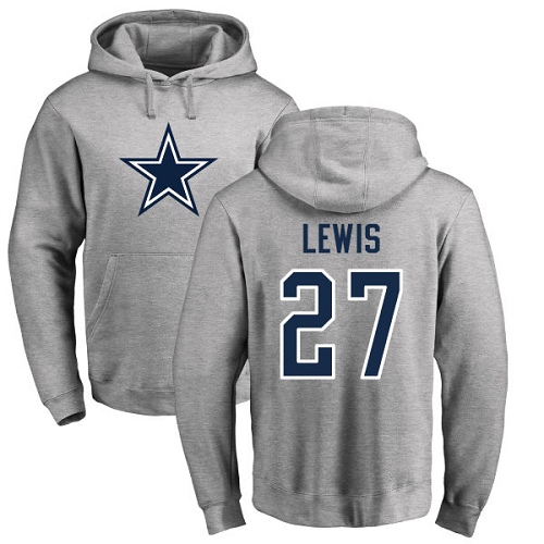 Men Dallas Cowboys Ash Jourdan Lewis Name and Number Logo 27 Pullover NFL Hoodie Sweatshirts